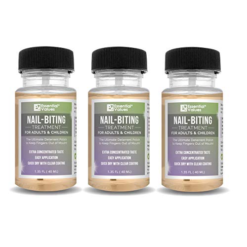 3 PACK Essential Values Nail-Biting Treatment Polish for Adults & Children (1.35 FL OZ PER BOTTLE), MADE IN USA | Prevent Thumb Sucking and Stop Nail Biting