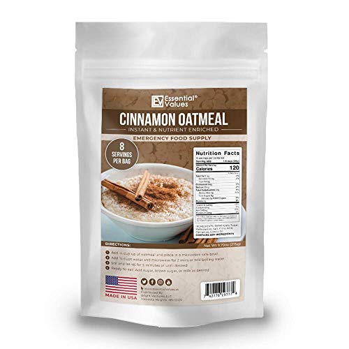 Essential Values 64 Servings Emergency Food Supply (64-Day Supply / 1 Breakfast per Day) – Fortified & Enriched Oatmeal