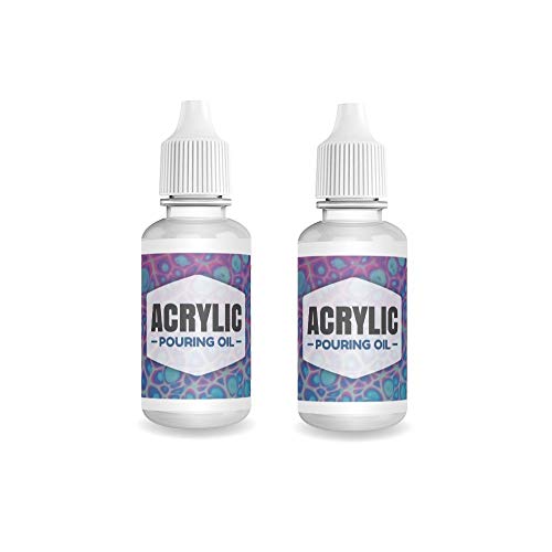 Acrylic Pouring Oil - 100% Silicone Lubricant for Cell Creation in Acrylic Paint, 1oz Drip Tip by Essential Values (2 Pack)