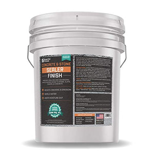 Essential Values 5 Gallon Concrete Sealer (Covers 7500 Sq Ft) – Made in USA - Excellent Clear & Wet Sealant Designed for Indoor/Outdoor Surfaces - for Concrete | Driveways | Garages | Basements