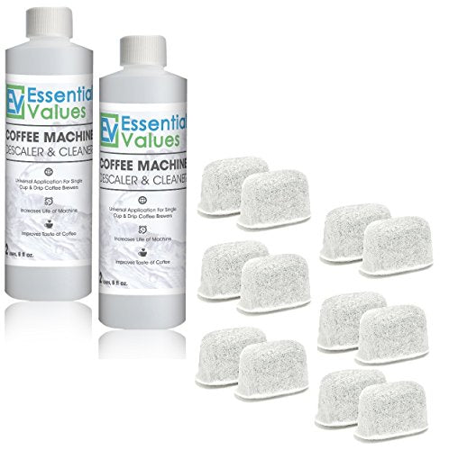 Keurig Descaler 2PK & 12 PACK Replacement Keurig Filters (Brewer Care Kit), Descaling Solution by Essential Values