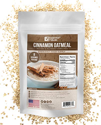 Essential Values 32 Servings Emergency Food Supply (32-Day Supply / 1 Breakfast per Day) – Fortified & Enriched Oatmeal