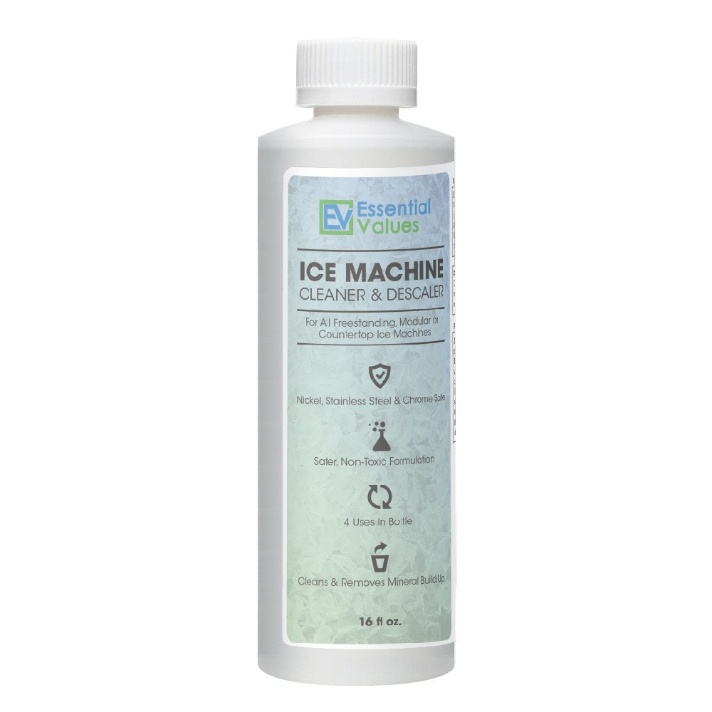 Essential Values Ice Machine Cleaner 16 fl oz, Nickel Safe Descaler | Ice  Maker Cleaner Compatible with: Whirlpool 4396808, Manitowac, Ice-O-Matic