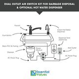 Garbage Disposal Air Switch, DUAL OUTLET Sink Top / Counter Top Waste Disposal On/Off Switch For Insinkerator, Waste King Garbage Disposals (Chrome)