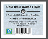 Cold Brew Filters (2 Pack), 5x10 Reusable Coffee Filter Bag For Self Brewing With Mason Jars, Carafes, Pitchers or Toddy Brew Systems By Essential Values