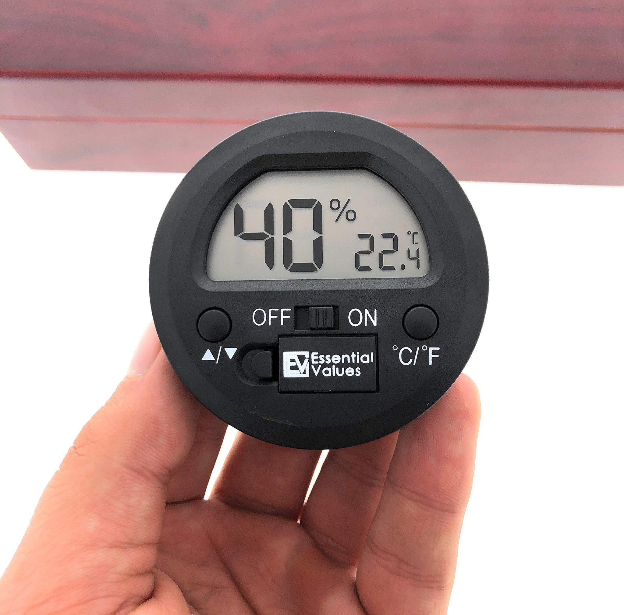 Black hygrometer and small digital thermometer for cigar boxes