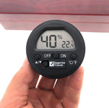 Essential Values Round Digital Cigar Hygrometer for Humidors - Battery Included with 1% Temperature Accuracy and +/- 5% RH Readings - Designed for Travel and Traditional Humidors