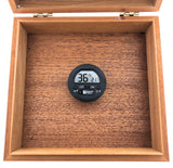 Essential Values Round Digital Cigar Hygrometer for Humidors - Battery Included with 1% Temperature Accuracy and +/- 5% RH Readings - Designed for Travel and Traditional Humidors